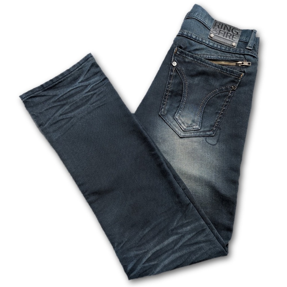 Ring Of Fire Mens 30x32 Jeans Eagle Vista Indigo Slim Boot Cut Fade Denim